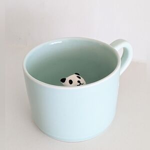ZaH 3D PANDA BEAR CERAMIC MUG, MINT GREEN